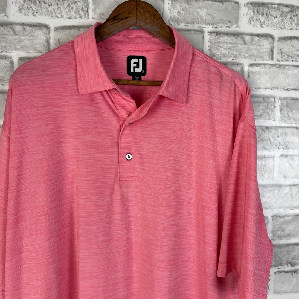 FootJoy Mens 2XL Pink Space Dye Heathered Performance Golf Polo Shirt FJ Logo